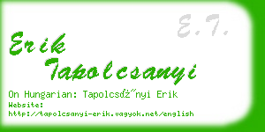 erik tapolcsanyi business card